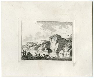 Antique Master Print-ROCKY-LANDSCAPE-RIVER-VIEW-FIGURES-Berthoud-1820