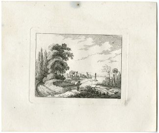 Antique Master Print-RIVER-LANDSCAPE-WINDMILLS-TREES-FISHERMAN-Berthoud-1820