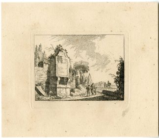 Antique Master Print-LANDSCAPE-MONUMENT-TRAVELERS-CARTOUCHE-Berthoud-1820