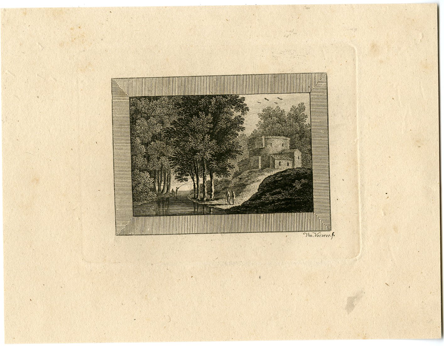 , Antique Master Print-WOODED-HOUSES-Vivares-Berthoud-1820, Pictura Antique Prints