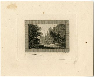Antique Master Print-MAN-POLE-WOODED-LANDSCAPE-Vivares-Berthoud-1820