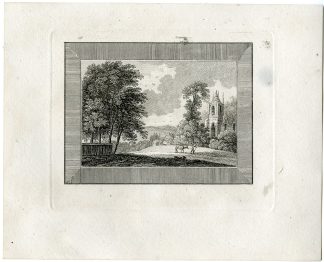 Antique Master Print-CHURCH-DONKEYS-LANDSCAPE-Vivares-Berthoud-1820
