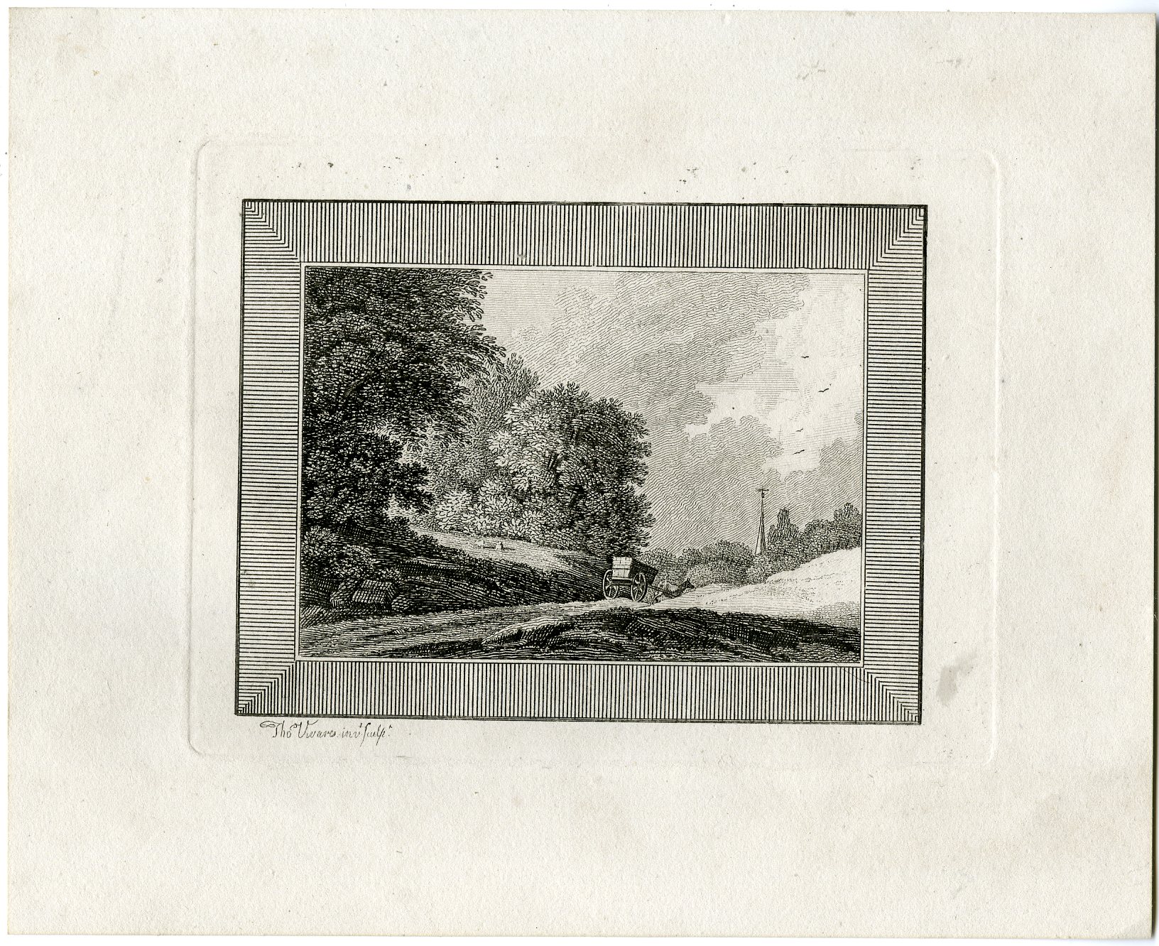 , Antique Master Print-CART-WOODED-ROADSCAPE-Vivares-Berthoud-1820, Pictura Antique Prints