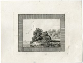 Antique Master Print-RIVERSIDE-COTTAGE-TREES-Vivares-Berthoud-1820