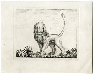 Antique Master Print-LION-EMBLEMATIC-STUDY-ETCHING-Berthoud-1820