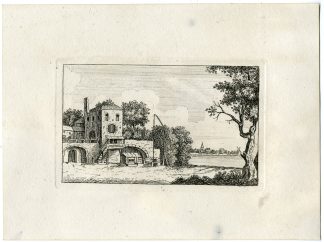 Antique Master Print-CRANE-MILL-RIVER-VIEW-ETCHING-Berthoud-1820