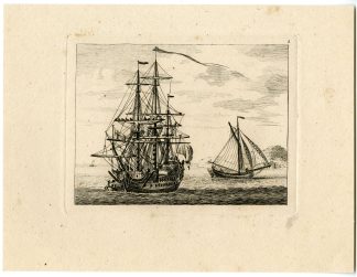 Antique Master Print-TWO SHIPS-MARITIME SCENE-PLATE 2-Berthoud-1820