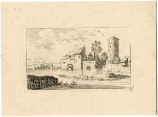Antique Master Print-WATERMILL LANDSCAPE-Vivares-Berthoud-1820