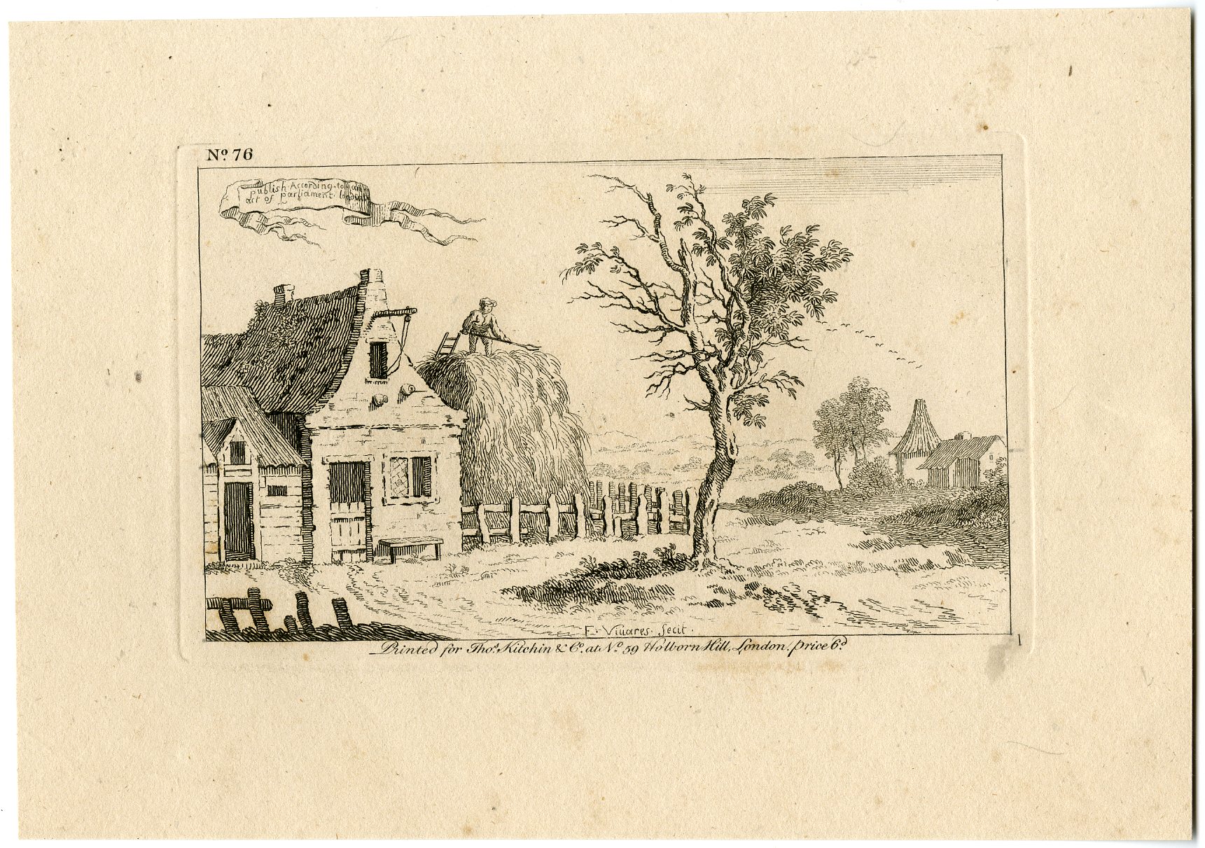 , Antique Master Print-RUSTIC FARM SCENE-HAYSTACK-Vivares-Berthoud-1820, Pictura Antique Prints