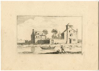 Antique Master Print-RIVERSIDE COTTAGE SCENE-Vivares-Berthoud-1820