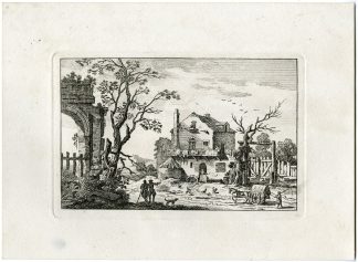 Antique Master Print-RURAL HOUSE WITH CLASSICAL RUINS-TRAVELLERS-Berthoud-1820