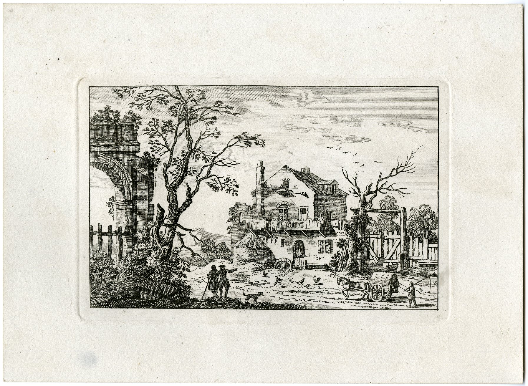 , Antique Master Print-RURAL HOUSE WITH CLASSICAL RUINS-TRAVELLERS-Berthoud-1820, Pictura Antique Prints