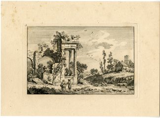 Antique Master Print-CLASSICAL RUINS AND RURAL LANDSCAPE-Berthoud-1820