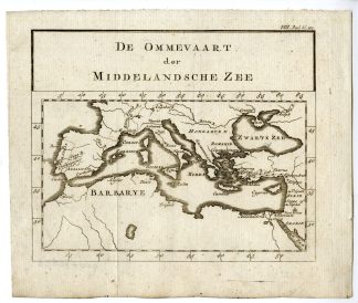 Antique Map-MEDITERRANEAN SEA MAP-OMMEVAART-PL.VIII.192.-Pluche-1799