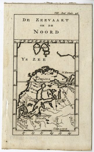 Antique Map-MAP OF ARCTIC SEA ROUTES-PL.VIII.198.-Pluche-1799