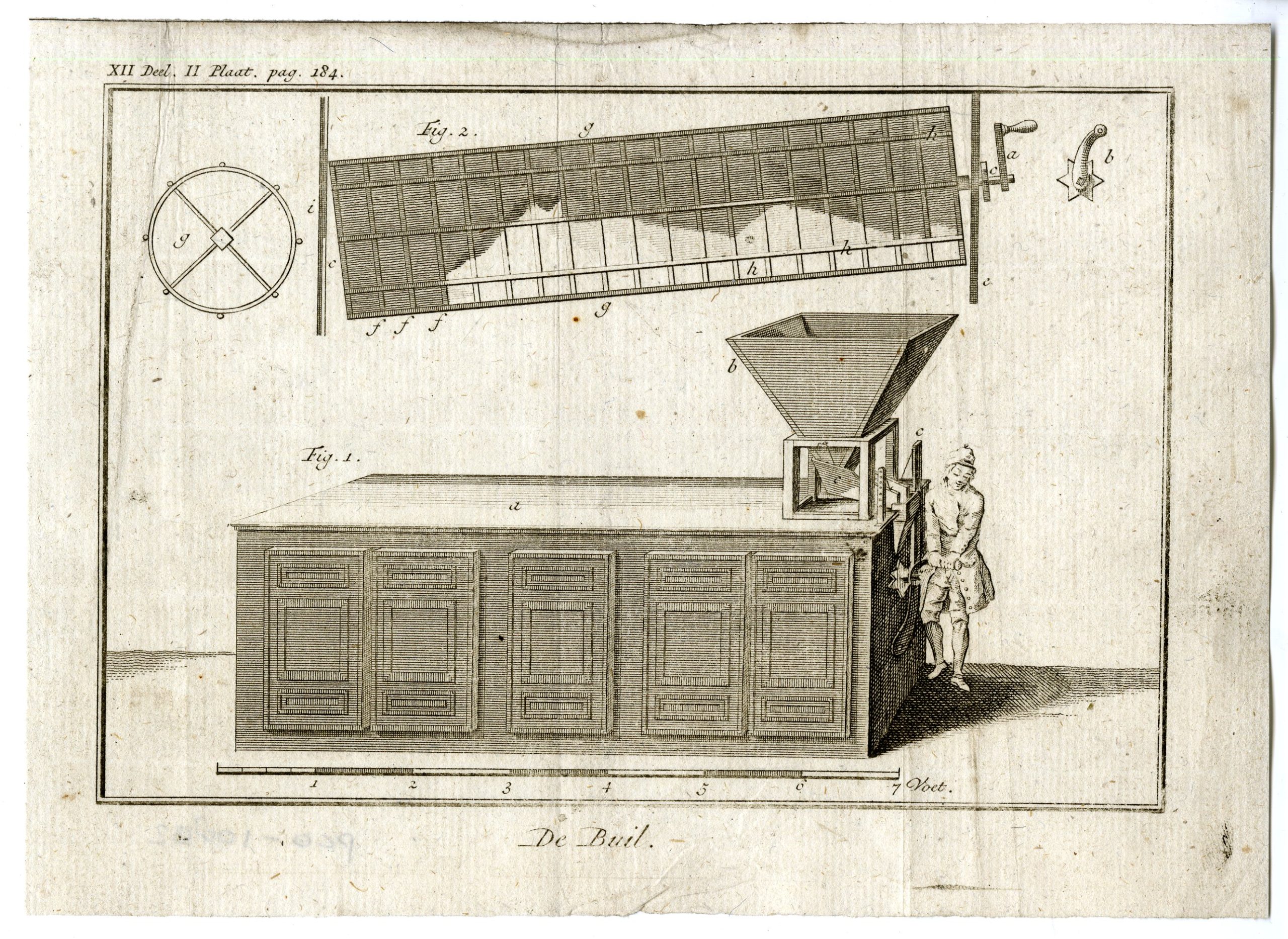 , Antique Print-FLOUR SIFTER-BOLTER-MILLING-PL.XII.II.-Pluche-1799, Pictura Antique Prints