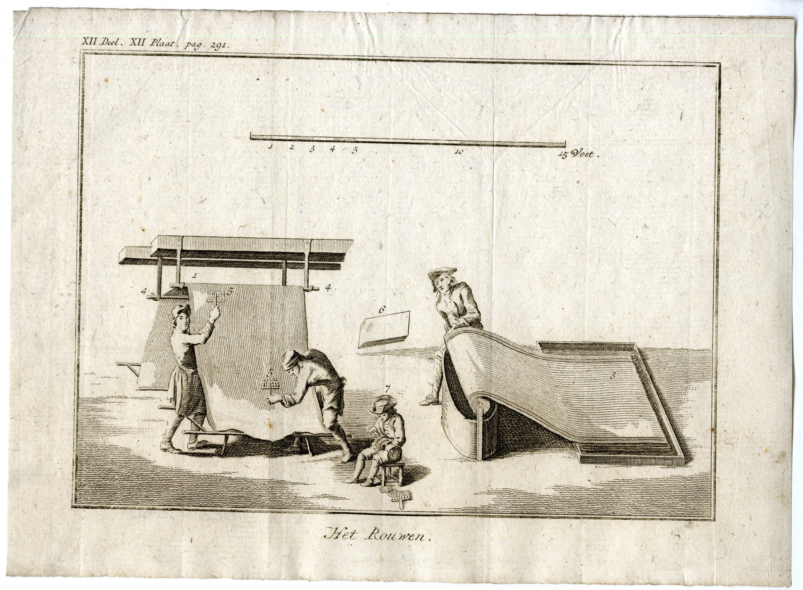 , 4-Antique Prints-CLOTH WEAVERS LOOM-TEXTILE INDUSTRY-PL.XII.XI.-Pluche-1799, Pictura Antique Prints