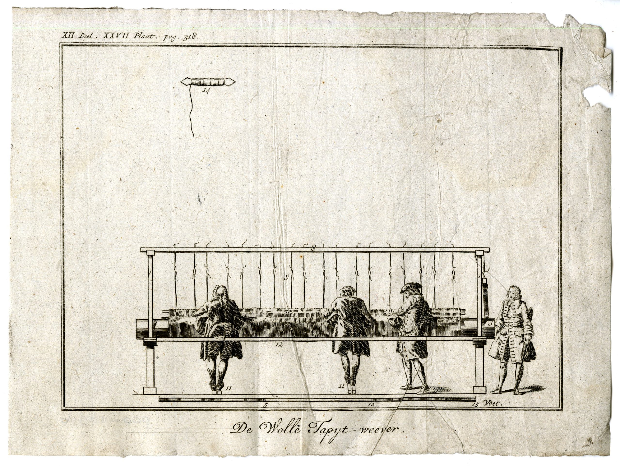 , 4-Antique Prints-WOOL TAPESTRY WEAVING MACHINE-PL.XII.XXVI.-Pluche-1799, Pictura Antique Prints