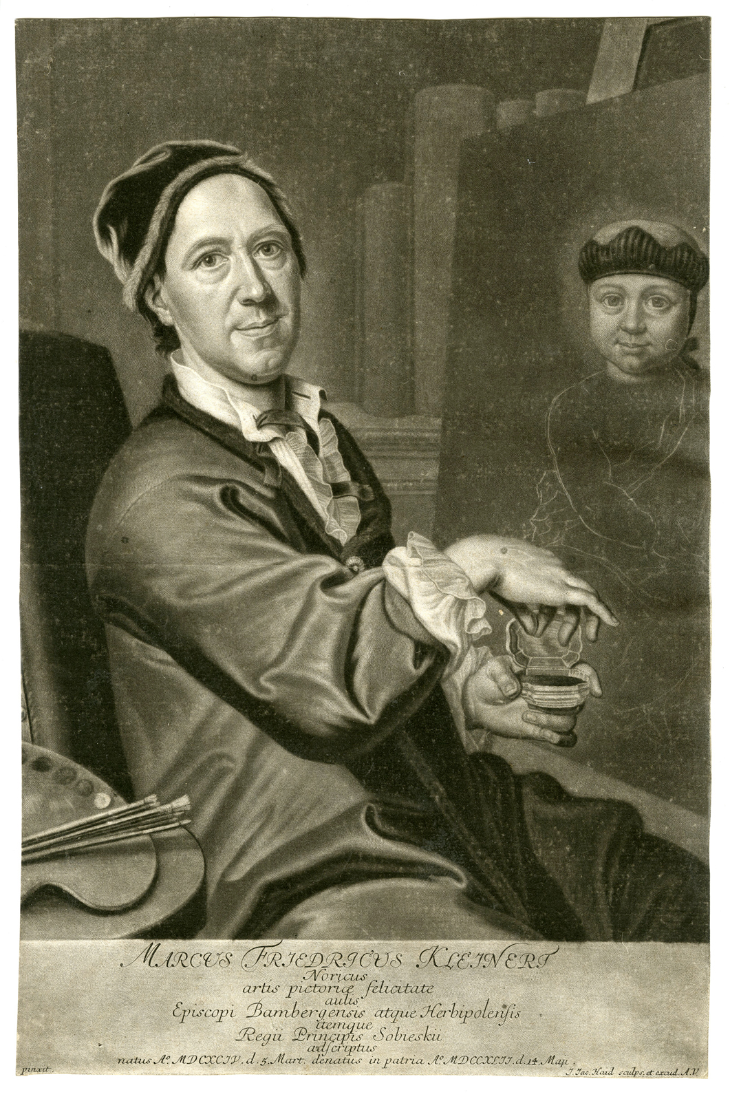 , Antique Master Print-PORTRAIT-MARCUS FRIDERICUS KLEINERT-Haid-Kleinert-1742-1767, Pictura Antique Prints