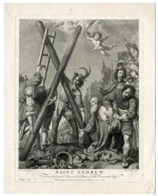 Antique Master Print-SAINT-ANDREW-CRUCIFIXION-Faucci-Dolci-1768