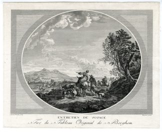 Antique Master Print-ENTRETIEN-DE-VOYAGE-TRAVEL TALK-Testolini-Berchem-c.1770
