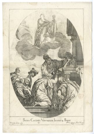 Antique Master Print-SACRIFICE-VISION-ETCHING-VENICE-Lefebvre-Veronese-c.1662