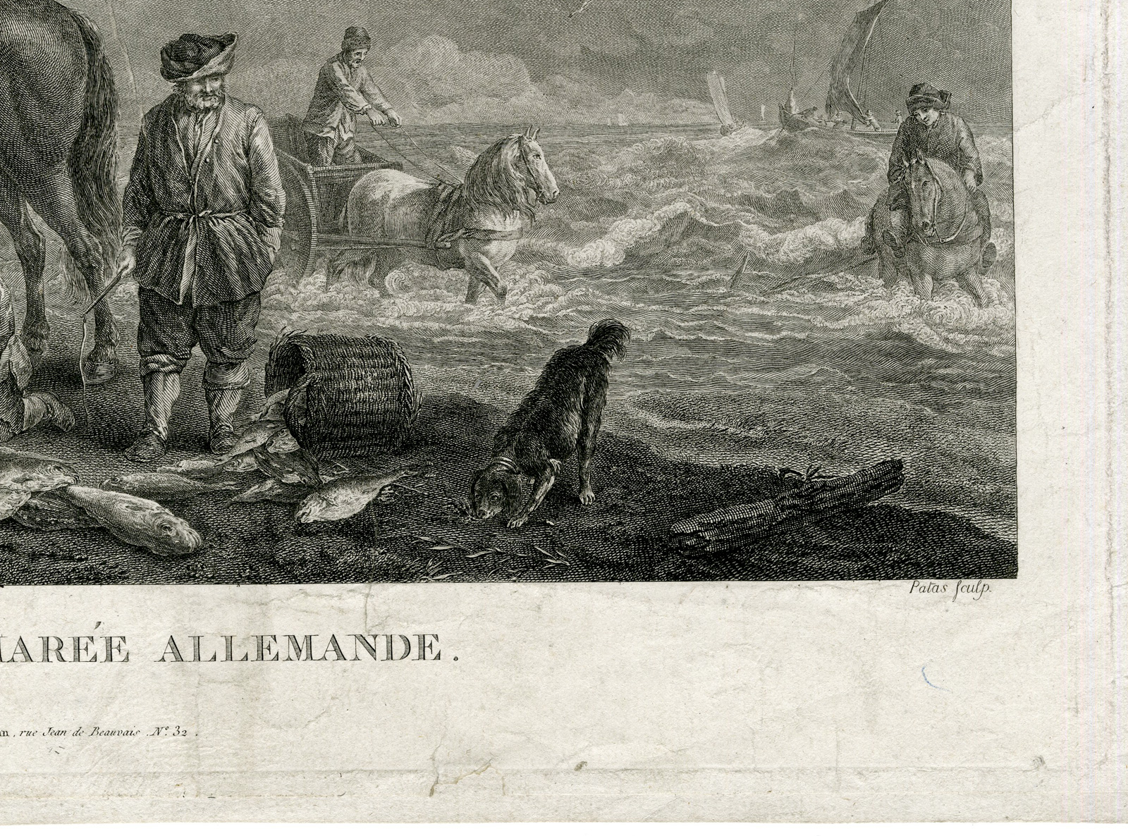 , Antique Master Print-CHASSE-MAREE-GERMAN FISHING-Patas-Wouwerman-1773, Pictura Antique Prints