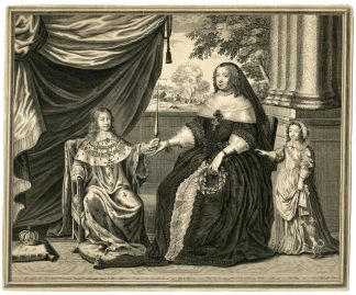 Rare-Antique Master Print-ANNE-D-AUTRICHE-LOUIS-XIV-ROCROI-Beaulieu-1694