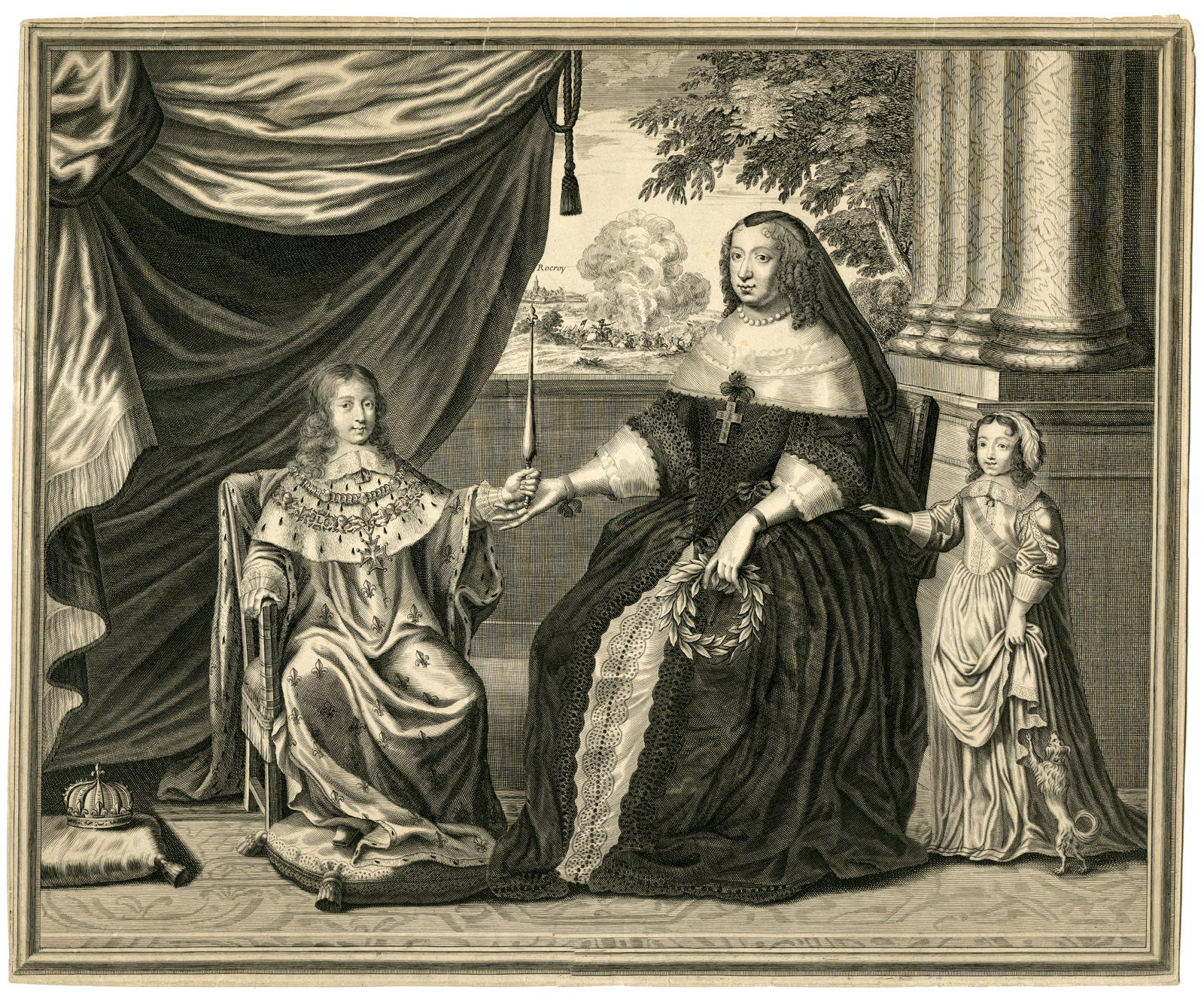 , Rare-Antique Master Print-ANNE-D-AUTRICHE-LOUIS-XIV-ROCROI-Beaulieu-1694, Pictura Antique Prints