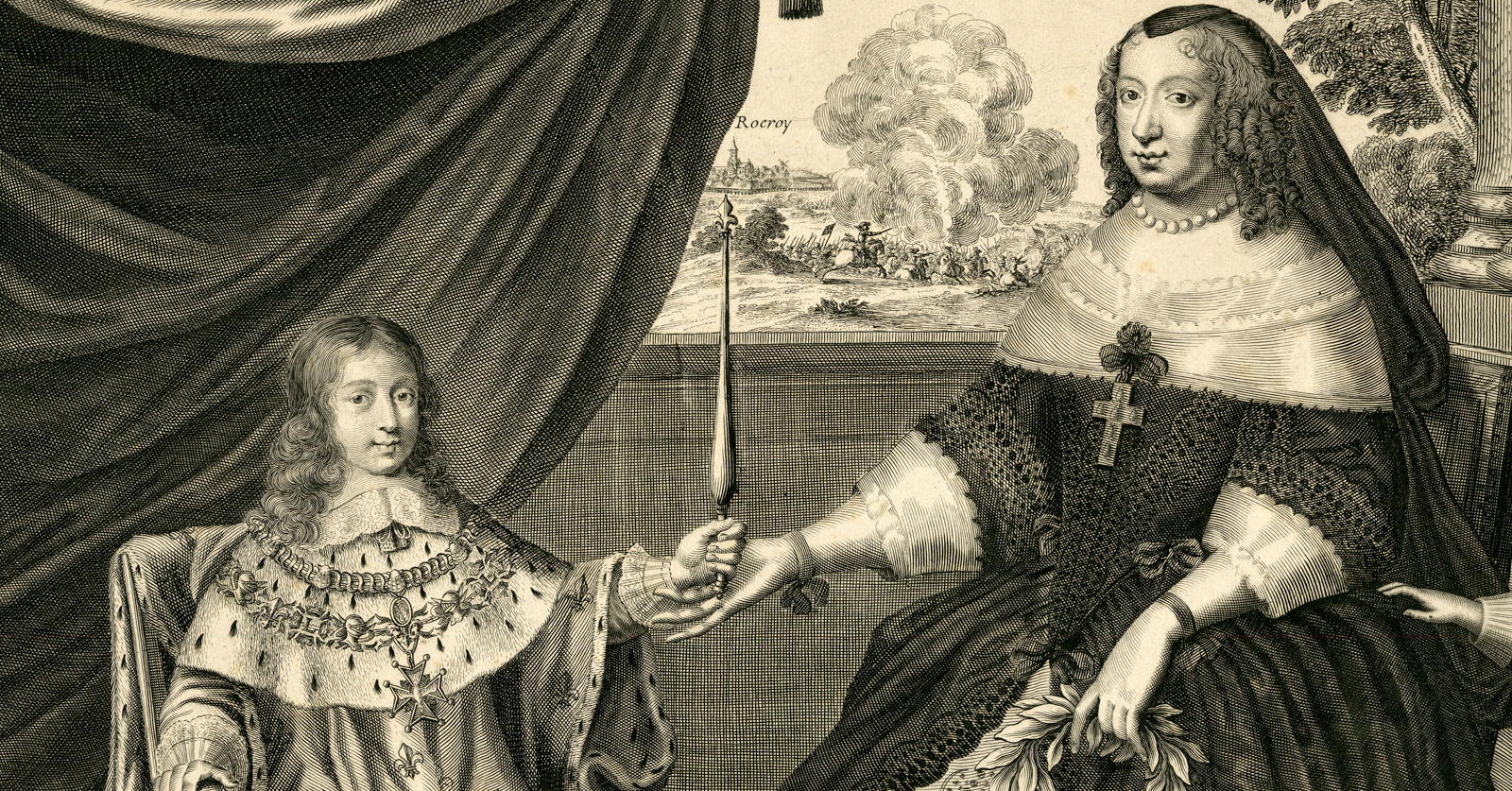 , Rare-Antique Master Print-ANNE-D-AUTRICHE-LOUIS-XIV-ROCROI-Beaulieu-1694, Pictura Antique Prints