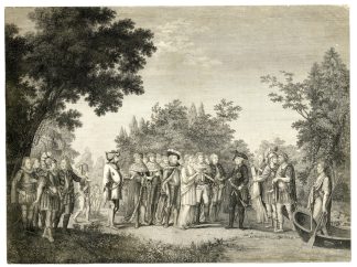 Antique Master Print-FRIEDRICH THE GREAT-ARRIVAL-ELYSIUM-Hubner-Hoffmann-1788
