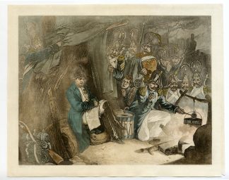Antique Master Print-NAPOLEON IN TENT-SHELTER-CAMP-Anonymous-19th c.