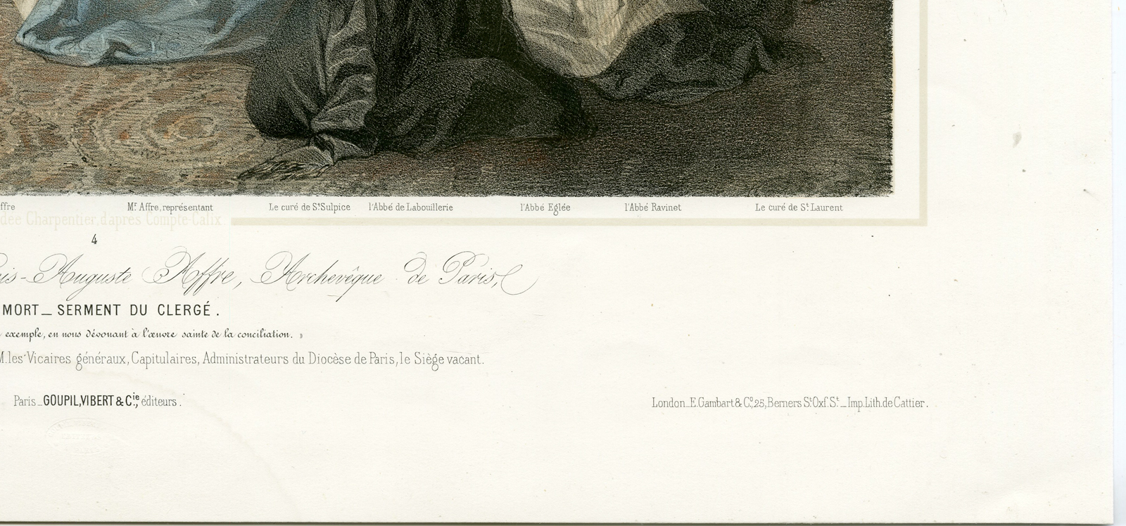 , 4-Antique Prints-LIFE DENIS-AUGUSTE JAFFRE-BISHOP-DEATH-Charpentier-Calix-c.1852, Pictura Antique Prints