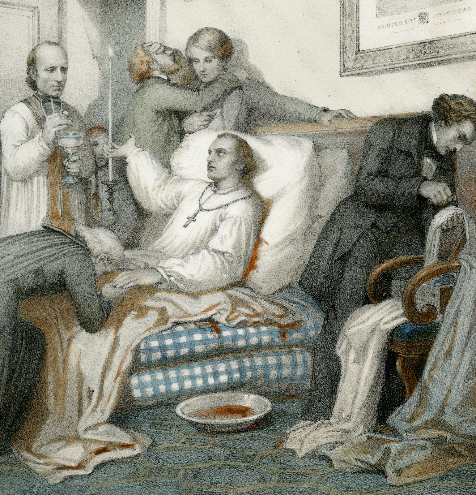 , 4-Antique Prints-LIFE DENIS-AUGUSTE JAFFRE-BISHOP-DEATH-Charpentier-Calix-c.1852, Pictura Antique Prints