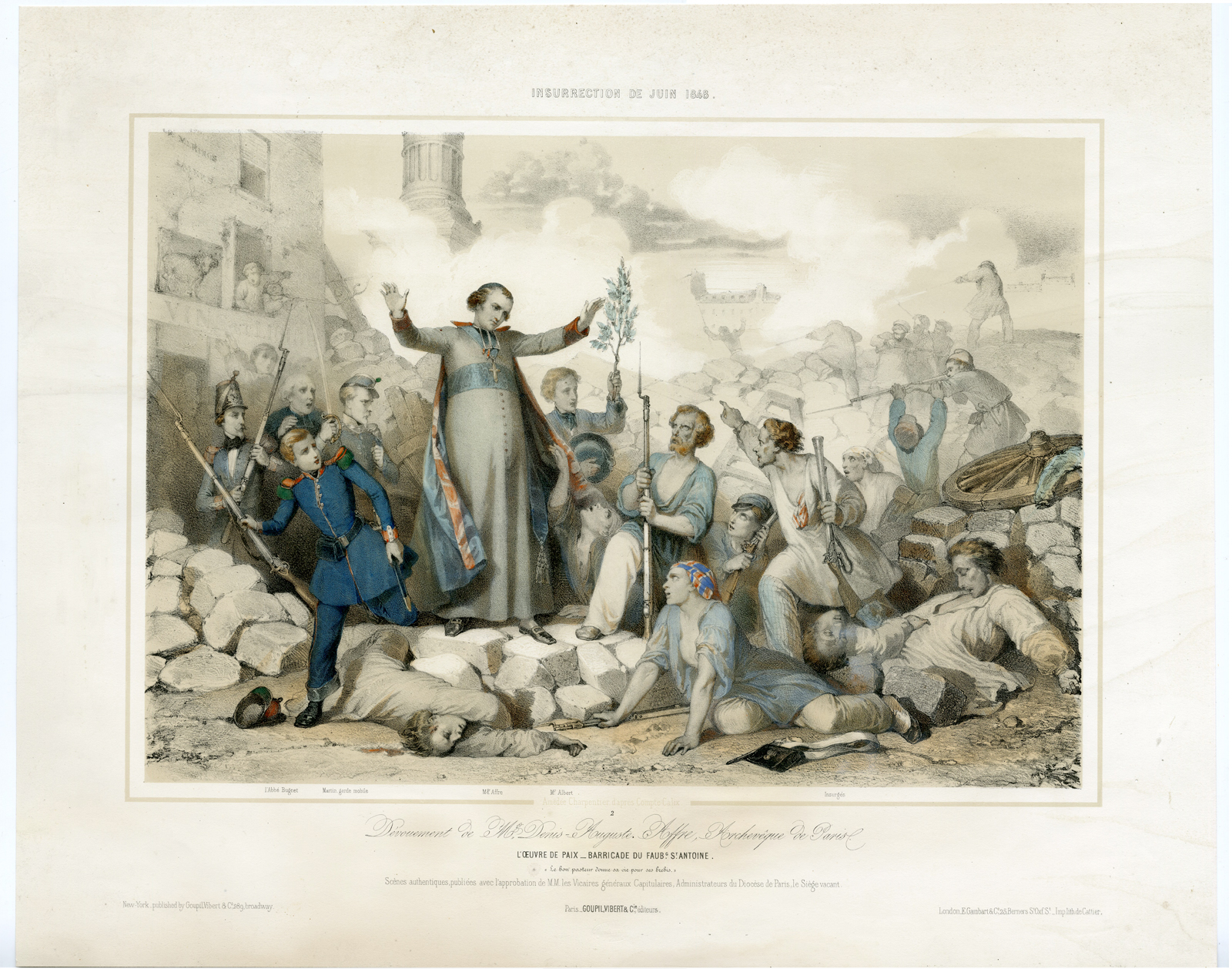 , 4-Antique Prints-LIFE DENIS-AUGUSTE JAFFRE-BISHOP-DEATH-Charpentier-Calix-c.1852, Pictura Antique Prints