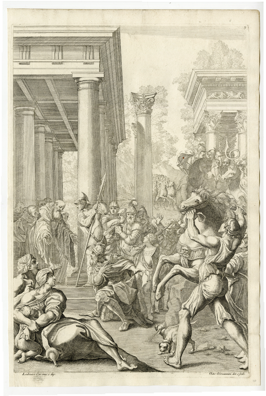 , 19-Antique Master Prints-SAINT BENEDICT-BENEDETTO-SERIE-Giovannini-Carracci-1715, Pictura Antique Prints