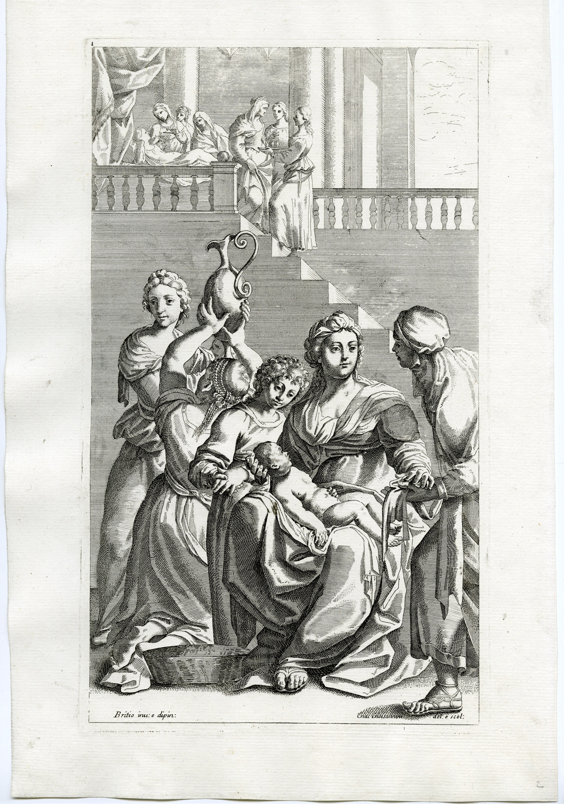 , 19-Antique Master Prints-SAINT BENEDICT-BENEDETTO-SERIE-Giovannini-Carracci-1715, Pictura Antique Prints