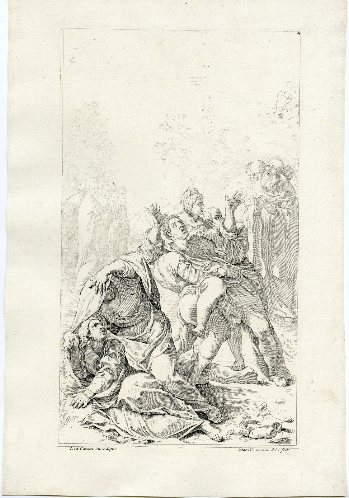 , 19-Antique Master Prints-SAINT BENEDICT-BENEDETTO-SERIE-Giovannini-Carracci-1715, Pictura Antique Prints