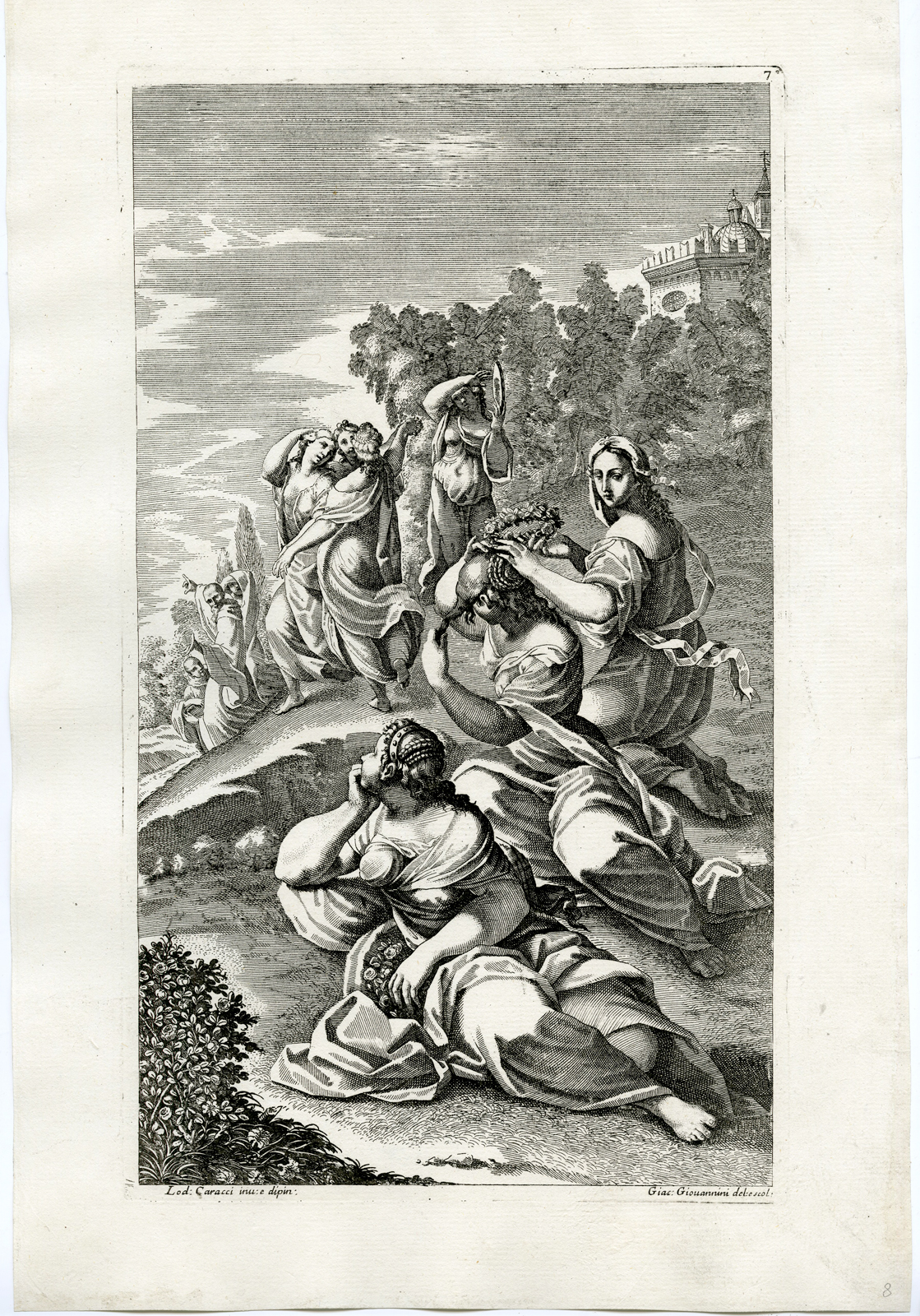 , 19-Antique Master Prints-SAINT BENEDICT-BENEDETTO-SERIE-Giovannini-Carracci-1715, Pictura Antique Prints