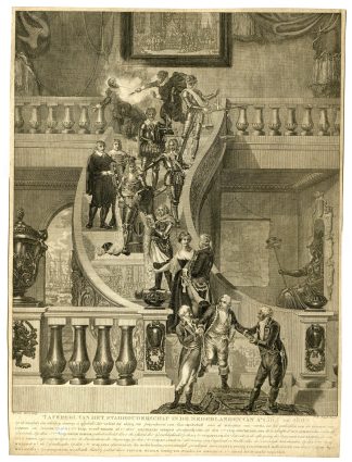 Antique Master Print-PORTRAITS-STAIRCASE-STADTHOLDERSHIP-NETHERLANDS-Kok-1802