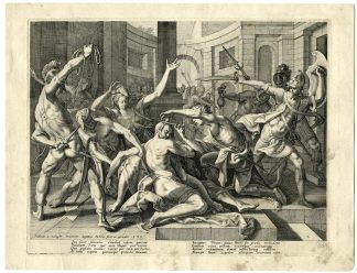 Antique Master Print-DELILAH-CUTS-SAMSON-HAIR-Sadeler-van Winghe-1589
