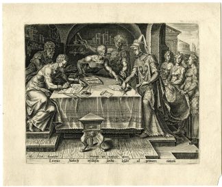 Antique Master Print-JEZEBEL-NABOTH-MURDER-SCHEME-LETTER-Galle-Heemskerck-c.1561