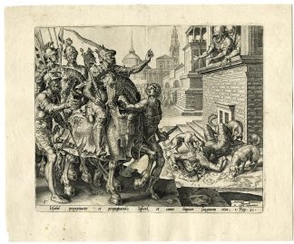 Antique Master Print-JEZEBEL-DEATH-HORSE-JEHU-BIBLICAL-Galle-Heemskerck-c.1561