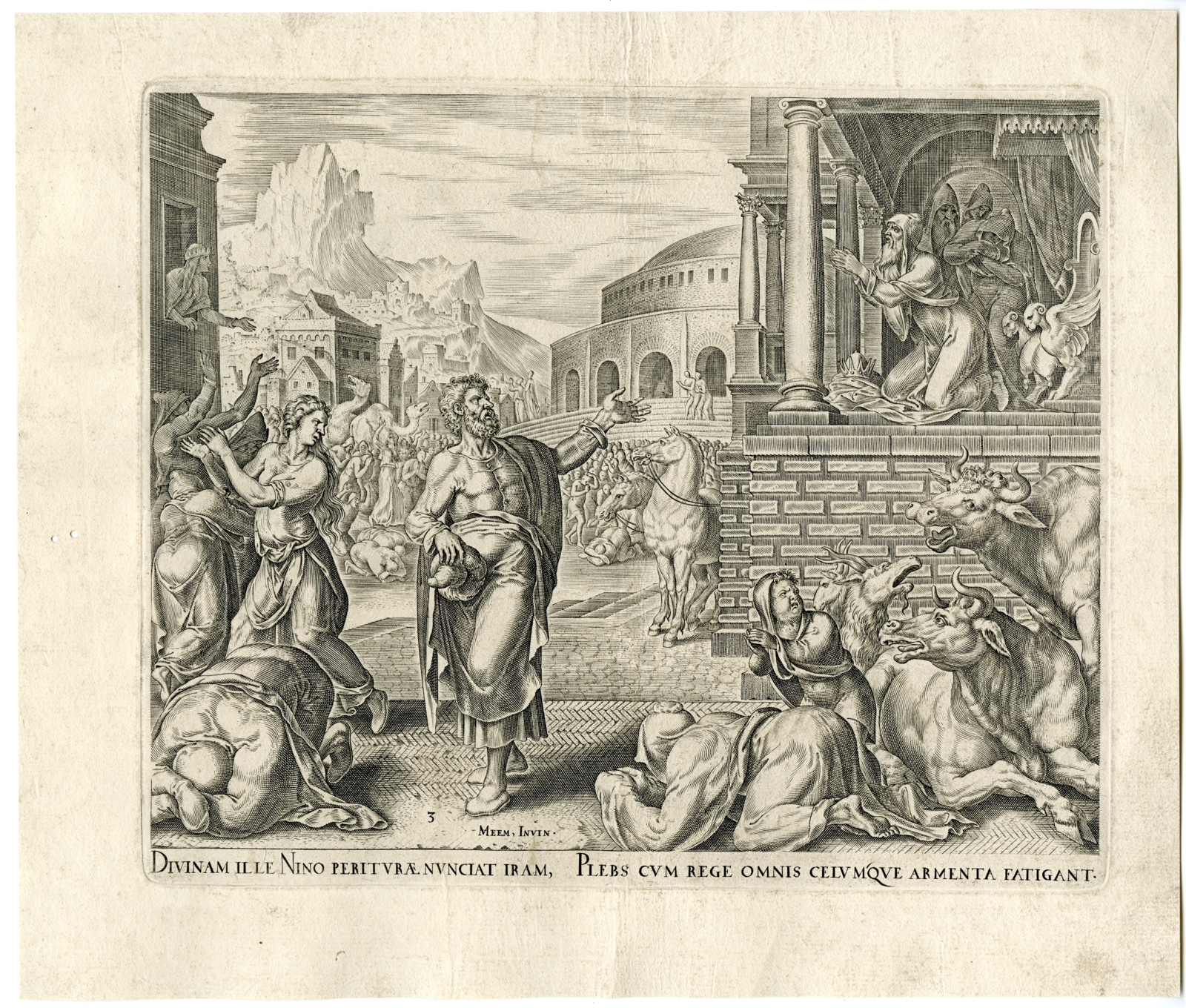 , Antique Master Print-JONAH-PREDICTS-DESTRUCTION-NINEVEH-Galle-Heemskerck-1566, Pictura Antique Prints