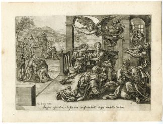 Antique Master Print-STORY OF TOBIAS-DEPARTURE OF THE ANGEL-de Vos-1585