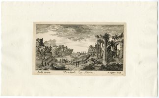 Antique Master Print-ZEE-HAVENS-TEMPLE-RUINS-TITLE-Visscher-Perelle-ca. 1675
