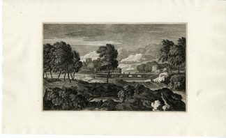 Antique Master Print-CLASSICAL-LANDSCAPE-WITH-BRIDGE-Perelle-ca. 1650-1670
