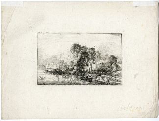Antique Master Print-COUNTRY-ROAD-CANAL-Dietrich-1742