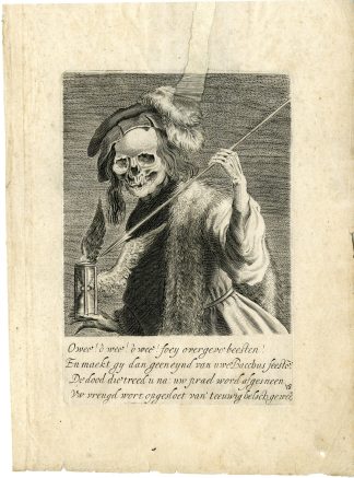 Antique Master Print-DEATH-ARROW-HOURGLASS-Van de Velde II-1633