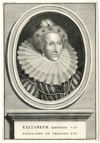 Antique Print-ELIZABETH-QUEEN-ENGLAND-PORTRAIT-Picart-1730